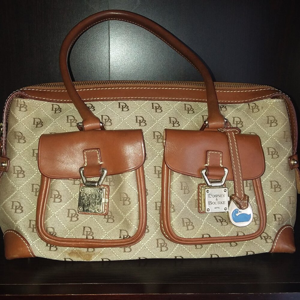 Dooney and Bourke Signature Double Lock Pocket Satchel/Shoulder Handbag